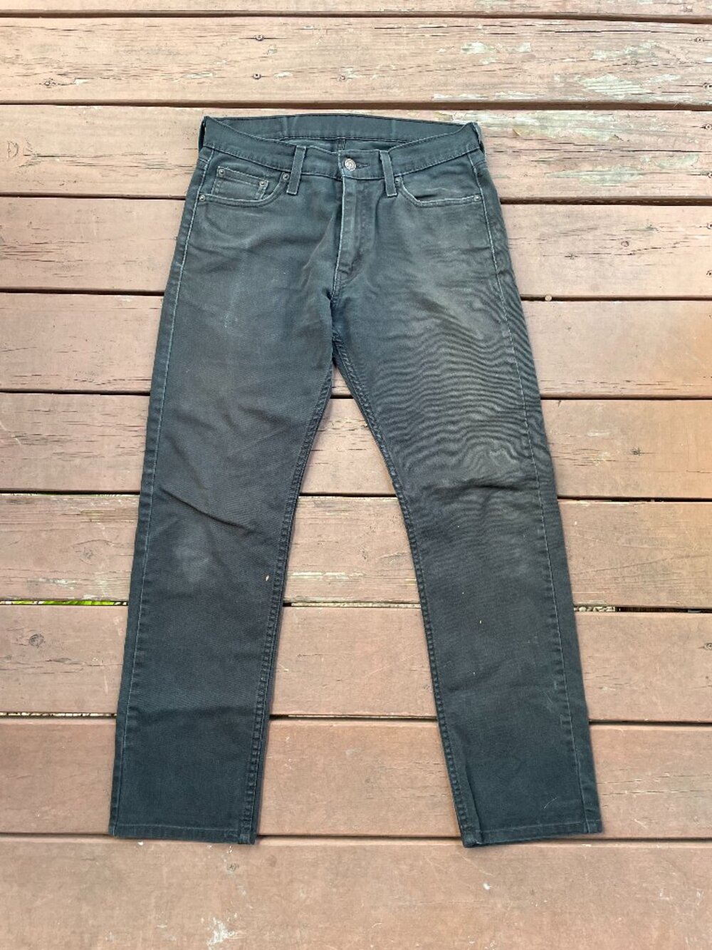 Levis 513 Slim Straight Black Light Washed Jeans - W 30 L 30